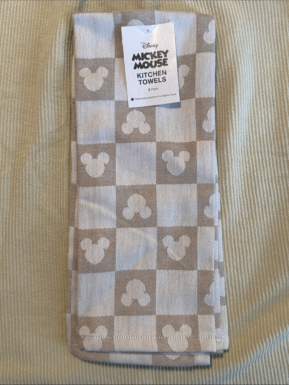 Disney The Big One Mickey Mouse Heads Checkered Kitchen Towels 2 Pack NWT